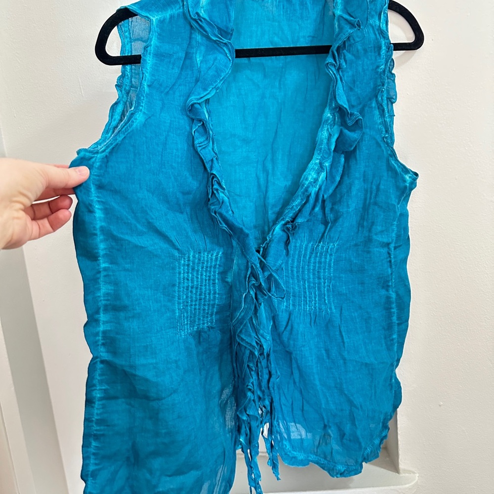 Teal Ruffled Blouse - Picture 12 of 14